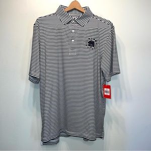 Southern Proper Golf Polo American Dog Poly Stretch Navy StrGray Mens Sz Large